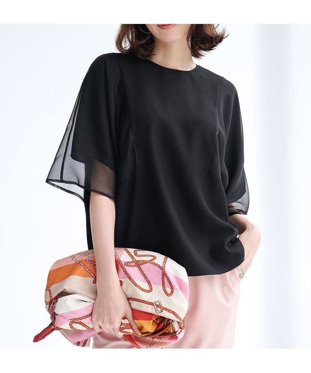 【アイシービー/iCB】の【UVケア・接触冷感・速乾・洗える】 FluidBackSatin シアーコンビブラウス インテリア・キッズ・メンズ・レディースファッション・服の通販 founy(ファニー) 　ファッション　Fashion　レディースファッション　Fashion for Women　トップス・カットソー　Cut & Sew Tops　シャツ・ブラウス・オフィスカジュアル　Elegant Blouses & Button-Ups　春　Spring　洗える　Machine Washable　コンビ　Combo, Combination Style　サテン　Satin, Glossy Fabric　シアー　Sheer, See-Through　シンプル　Simple, Minimal　スリーブ　Sleeve, Long Sleeve / Short Sleeve　なめらか　Smooth, Silky Texture　人気　Popular, Best Seller　ワイド　Wide, Wide Fit　S/S・春夏　SS, Spring/Summer, Warm Season　夏　Summer　2025年　2025　2025春夏・S/S　Spring/Summer 2025 SS25　ブラック系|ID: prp329100004484276 ipo3291000000032021563