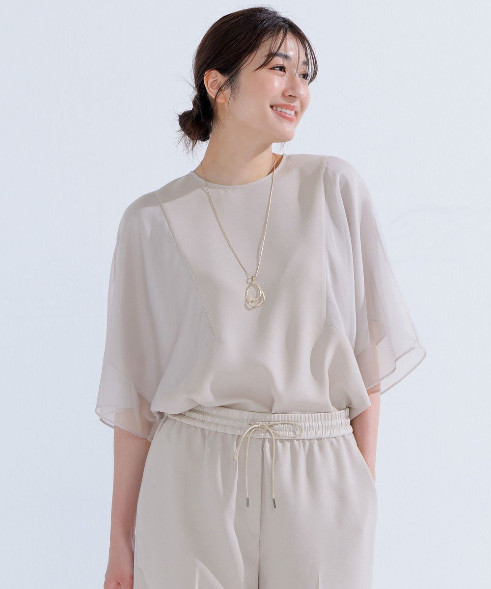 【アイシービー/iCB】の【UVケア・接触冷感・速乾・洗える】 FluidBackSatin シアーコンビブラウス インテリア・キッズ・メンズ・レディースファッション・服の通販 founy(ファニー) 　ファッション　Fashion　レディースファッション　Fashion for Women　トップス・カットソー　Cut & Sew Tops　シャツ・ブラウス・オフィスカジュアル　Elegant Blouses & Button-Ups　春　Spring　洗える　Machine Washable　コンビ　Combo, Combination Style　サテン　Satin, Glossy Fabric　シアー　Sheer, See-Through　シンプル　Simple, Minimal　スリーブ　Sleeve, Long Sleeve / Short Sleeve　なめらか　Smooth, Silky Texture　人気　Popular, Best Seller　ワイド　Wide, Wide Fit　S/S・春夏　SS, Spring/Summer, Warm Season　夏　Summer　2025年　2025　2025春夏・S/S　Spring/Summer 2025 SS25　トープ系|ID: prp329100004484276 ipo3291000000032344703