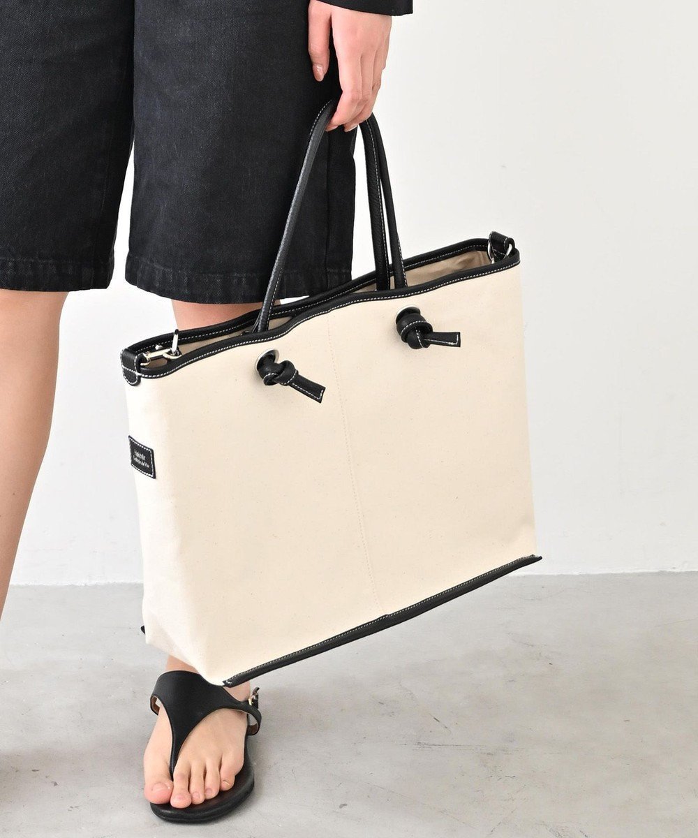 【エクエル ル スティル デヴィ/Hekher Le Style de Vie】の【日本製 / A4サイズ対応/2WAY】コットンキャンバス×シュリンクレザー ノットトートバッグ large インテリア・キッズ・メンズ・レディースファッション・服の通販 founy(ファニー) 　ファッション　Fashion　レディースファッション　WOMEN　バッグ　Bag　エレガント 上品　Elegant　キャンバス　Canvas　財布　Wallet　ハンド　Hand　ハンドバッグ　Handbag　フィット　Fit　ポケット　Pocket　日本製　Made In Japan　セレモニー　Ceremony　ビジネス 仕事 通勤　Business　ブラック|ID: prp329100004484298 ipo3291000000032264055