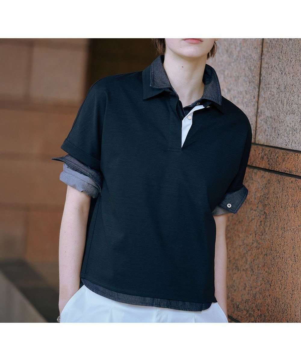 【ジェイ プレス/J.PRESS】の【洗える】コットンリネンジャージー ポロ カットソー インテリア・キッズ・メンズ・レディースファッション・服の通販 founy(ファニー) 　ファッション　Fashion　レディースファッション　Fashion for Women　トップス・カットソー　Cut & Sew Tops　シャツ・ブラウス・オフィスカジュアル　Elegant Blouses & Button-Ups　ロングTシャツ・Tシャツ　Longline T-Shirts & Tees　カットソー・ベーシックTシャツ　Cut-and-Sewn Tops / Stretch Tees & Basics　春　Spring　洗える　Machine Washable　カットソー　Cut and Sewn Top　トレンド　Trend, Trending Now　フォルム　Silhouette, Form　ボトム　Bottoms, Lower Wear　メタル　Metal, Metal Parts　リネン　Linen, Linen Fabric　リラックス　Relax, Relaxed Fit　S/S・春夏　SS, Spring/Summer, Warm Season　夏　Summer　エレガント 上品　Elegant　ビジネス 仕事 通勤　Business / Work / Commuting　ネイビー系|ID: prp329100004484330 ipo3291000000033404734