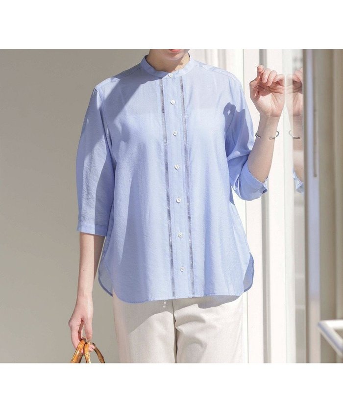 【ジェイ プレス/J.PRESS】の【WEB限定カラーあり・洗える】Sheer Vis リネン バンドカラー ブラウス インテリア・キッズ・メンズ・レディースファッション・服の通販 founy(ファニー) https://founy.com/ ファッション Fashion レディースファッション Fashion for Women トップス・カットソー Cut & Sew Tops シャツ・ブラウス・オフィスカジュアル Elegant Blouses & Button-Ups 春 Spring 洗える Machine Washable シアー Sheer, See-Through シンプル Simple, Minimal リネン Linen, Linen Fabric S/S・春夏 SS, Spring/Summer, Warm Season 夏 Summer エレガント 上品 Elegant |ID: prp329100004484352 ipo3291000000032643540