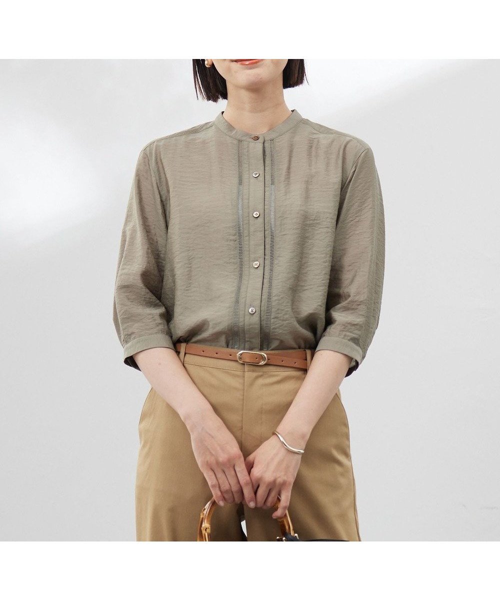 【ジェイ プレス/J.PRESS】の【WEB限定カラーあり・洗える】Sheer Vis リネン バンドカラー ブラウス インテリア・キッズ・メンズ・レディースファッション・服の通販 founy(ファニー) 　ファッション　Fashion　レディースファッション　Fashion for Women　トップス・カットソー　Cut & Sew Tops　シャツ・ブラウス・オフィスカジュアル　Elegant Blouses & Button-Ups　春　Spring　洗える　Machine Washable　シアー　Sheer, See-Through　シンプル　Simple, Minimal　リネン　Linen, Linen Fabric　S/S・春夏　SS, Spring/Summer, Warm Season　夏　Summer　エレガント 上品　Elegant　モカカーキ系|ID: prp329100004484352 ipo3291000000032759420