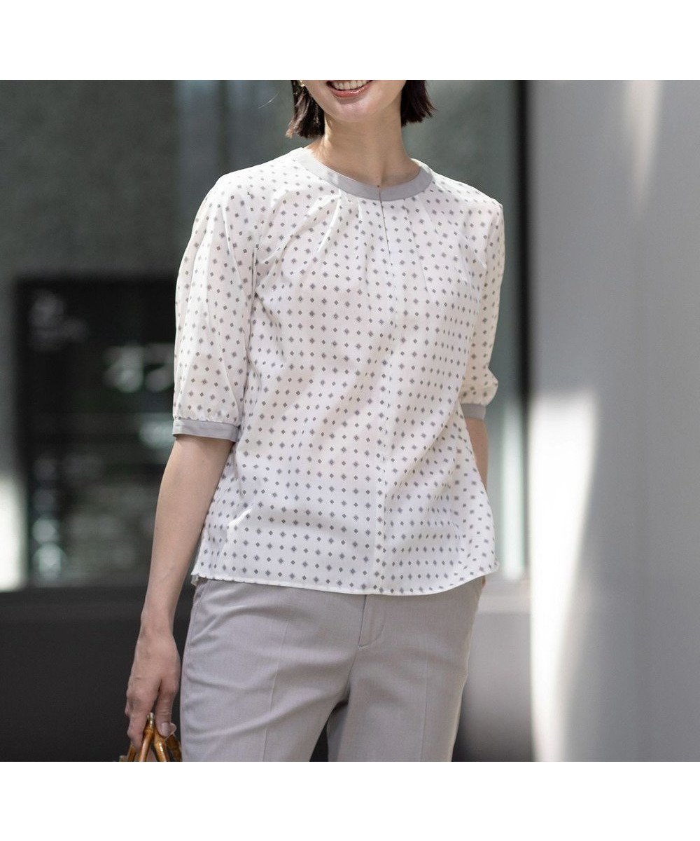 【ジェイ プレス/J.PRESS】の【洗える】ジオメトリックプリント ブラウス 人気、トレンドファッション・服の通販 founy(ファニー) 　ファッション　Fashion　レディースファッション　Fashion for Women　トップス・カットソー　Cut & Sew Tops　シャツ・ブラウス・オフィスカジュアル　Elegant Blouses & Button-Ups　インナー　Innerwear　ウォッシャブル　Machine Washable　春　Spring　洗える　Machine Washable　カフス　Cuff Design　クラシック　Classic, Timeless Style　セットアップ　Set-Up, Coordinated Outfit　プリント　Print, Printed Pattern　無地　Plain, Solid Color　S/S・春夏　SS, Spring/Summer, Warm Season　夏　Summer　エレガント 上品　Elegant　 other-1|ID: prp329100004484354 ipo3291000000032651873