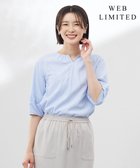 【ジェイ プレス/J.PRESS】の【WEB限定・洗える】ストライプ キーネック ブラウス 【WEB限定】サックスストライプ系|ID: prp329100004484379 ipo3291000000032651297