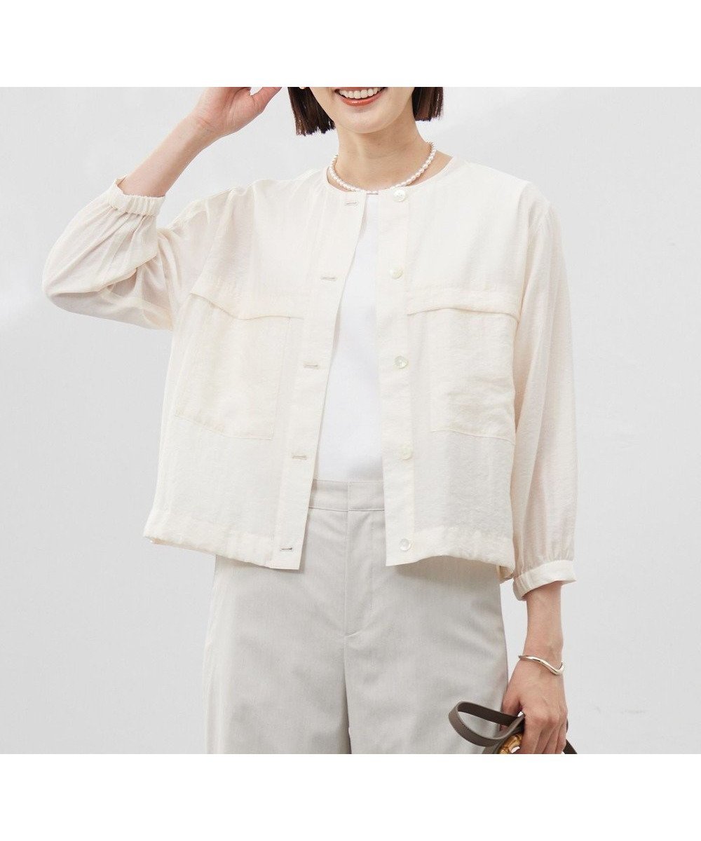 【ジェイ プレス/J.PRESS】の【洗える】Sheer Vis リネン ノーカラー ブルゾン インテリア・キッズ・メンズ・レディースファッション・服の通販 founy(ファニー) 　ファッション　Fashion　レディースファッション　WOMEN　アウター　Coat Outerwear　ジャケット　Jackets　ブルゾン　Blouson/Jackets　春　Spring　洗える　Washable　ギャザー　Gather　ショート　Short　ジャケット　Jacket　トレンド　Trend　ドローストリング　Drawstring　パッチ　Patch　ブルゾン　Blouson　ポケット　Pocket　リネン　Linen　S/S・春夏　Ss・Spring/Summer　夏　Summer　エレガント 上品　Elegant　エクリュ系|ID: prp329100004484381 ipo3291000000031833651