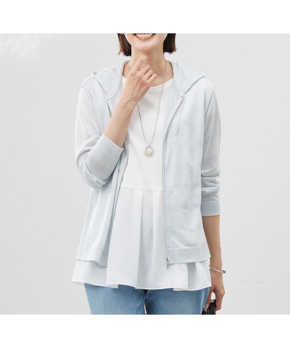 【ジェイ プレス/J.PRESS】の【洗える】シアーライトパーカー インテリア・キッズ・メンズ・レディースファッション・服の通販 founy(ファニー) 　ファッション　Fashion　レディースファッション　Fashion for Women　トップス・カットソー　Cut & Sew Tops　レディースパーカー・カジュアルフーディー　Casual Hoodies & Sweatshirts　エレガント 上品　Elegant　春　Spring　洗える　Machine Washable　グラデーション　Gradient, Ombre　今季　This Season, Current Season　シルバー　Silver, Metallic Silver　ドレープ　Drape, Draping Fabric　パーカー　Hoodie, Parka　ボーダー　Border, Stripe　別注　Limited Edition, Custom Order　リラックス　Relax, Relaxed Fit　S/S・春夏　SS, Spring/Summer, Warm Season　おすすめ　Recommended / Our Picks　夏　Summer　ライトサックス系|ID: prp329100004484402 ipo3291000000033476690