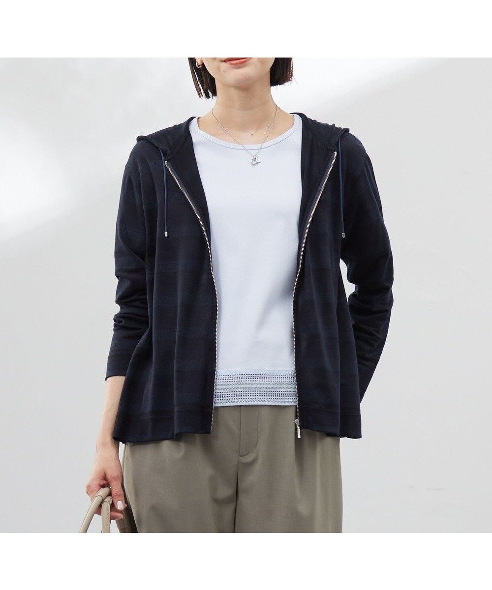 【ジェイ プレス/J.PRESS】の【洗える】シアーライトパーカー インテリア・キッズ・メンズ・レディースファッション・服の通販 founy(ファニー) 　ファッション　Fashion　レディースファッション　Fashion for Women　トップス・カットソー　Cut & Sew Tops　レディースパーカー・カジュアルフーディー　Casual Hoodies & Sweatshirts　エレガント 上品　Elegant　春　Spring　洗える　Machine Washable　グラデーション　Gradient, Ombre　今季　This Season, Current Season　シルバー　Silver, Metallic Silver　ドレープ　Drape, Draping Fabric　パーカー　Hoodie, Parka　ボーダー　Border, Stripe　別注　Limited Edition, Custom Order　リラックス　Relax, Relaxed Fit　S/S・春夏　SS, Spring/Summer, Warm Season　おすすめ　Recommended / Our Picks　夏　Summer　ネイビー系|ID: prp329100004484402 ipo3291000000033476691