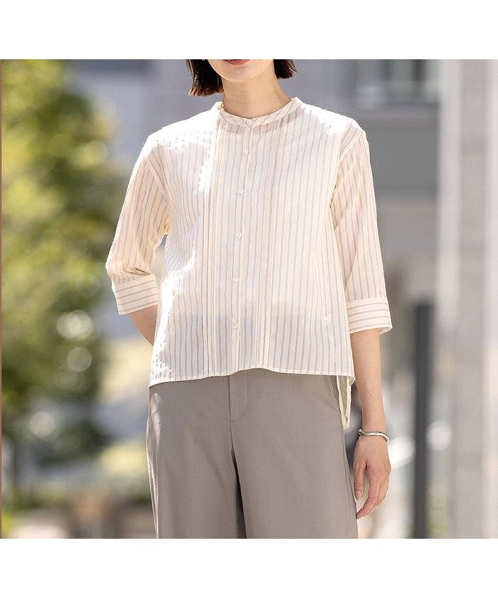 【ジェイ プレス/J.PRESS】の【洗える】シアーピンストライプ ブラウスライク カットソー インテリア・キッズ・メンズ・レディースファッション・服の通販 founy(ファニー) https://founy.com/ ファッション Fashion レディースファッション Ladies' Fashion Online トップス・カットソー Tops/Tshirt シャツ/ブラウス Shirts/Blouses ロング / Tシャツ T-Shirts カットソー Cut and Sewn 春 Spring 洗える Washable カットソー Cut And Sew ストライプ Stripe ミックス Mix S/S・春夏 Ss・Spring/Summer 夏 Summer |ID: prp329100004484411 ipo3291000000032676332