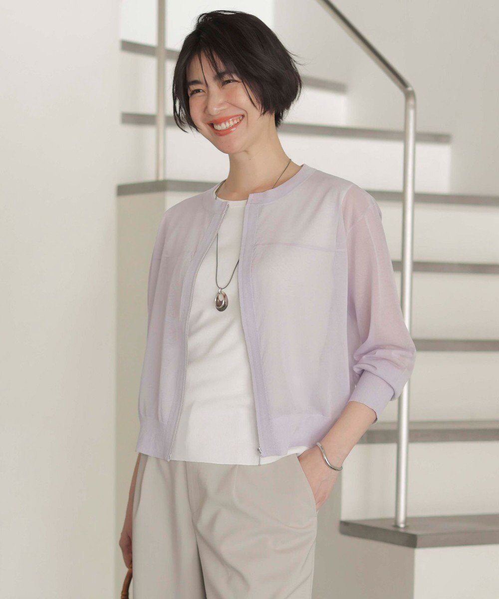 【ジェイ プレス/J.PRESS】の【洗える】SHEER LIGHT ニット ブルゾン インテリア・キッズ・メンズ・レディースファッション・服の通販 founy(ファニー) 　ファッション　Fashion　レディースファッション　WOMEN　アウター　Coat Outerwear　ジャケット　Jackets　ブルゾン　Blouson/Jackets　カーディガン　Cardigan　シルク　Silk　ジャケット　Jacket　ドレープ　Drape　ブルゾン　Blouson　エレガント 上品　Elegant　夏　Summer　春　Spring　S/S・春夏　Ss・Spring/Summer　洗える　Washable　ラベンダー系|ID: prp329100004484415 ipo3291000000031833675