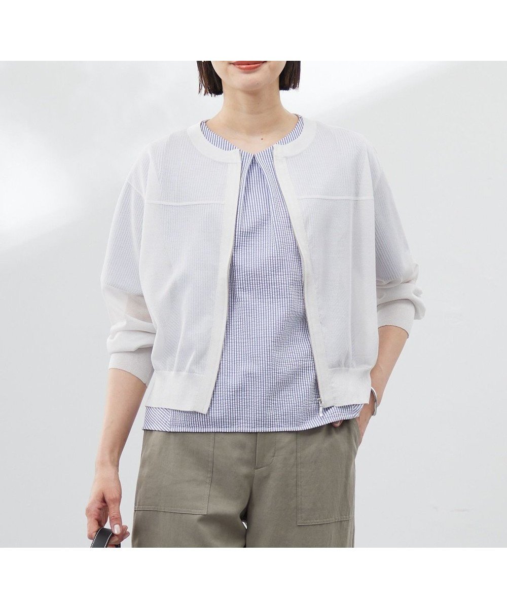 【ジェイ プレス/J.PRESS】の【洗える】SHEER LIGHT ニット ブルゾン インテリア・キッズ・メンズ・レディースファッション・服の通販 founy(ファニー) 　ファッション　Fashion　レディースファッション　WOMEN　アウター　Coat Outerwear　ジャケット　Jackets　ブルゾン　Blouson/Jackets　カーディガン　Cardigan　シルク　Silk　ジャケット　Jacket　ドレープ　Drape　ブルゾン　Blouson　エレガント 上品　Elegant　夏　Summer　春　Spring　S/S・春夏　Ss・Spring/Summer　洗える　Washable　ライトグレー系|ID: prp329100004484415 ipo3291000000031833676
