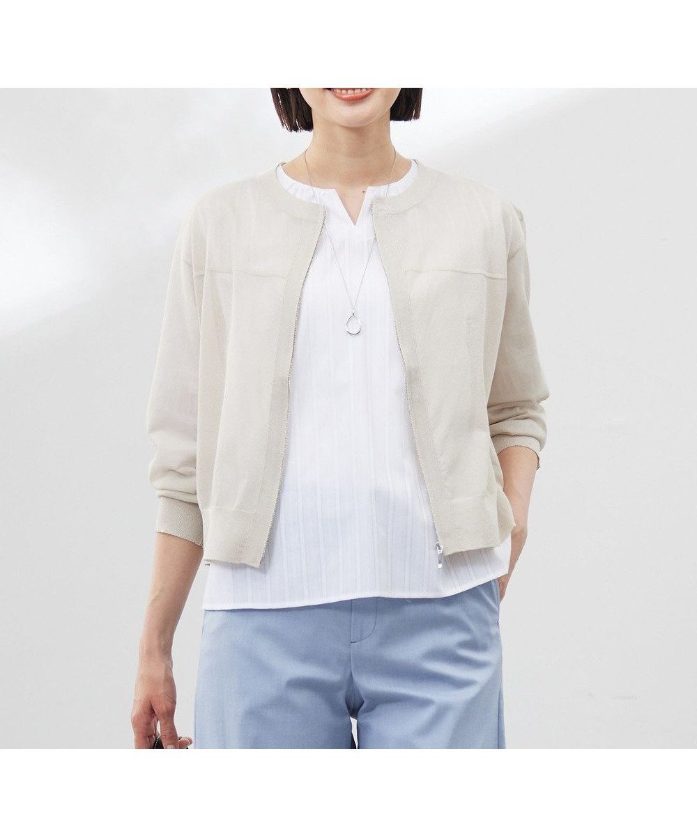 【ジェイ プレス/J.PRESS】の【洗える】SHEER LIGHT ニット ブルゾン インテリア・キッズ・メンズ・レディースファッション・服の通販 founy(ファニー) 　ファッション　Fashion　レディースファッション　WOMEN　アウター　Coat Outerwear　ジャケット　Jackets　ブルゾン　Blouson/Jackets　カーディガン　Cardigan　シルク　Silk　ジャケット　Jacket　ドレープ　Drape　ブルゾン　Blouson　エレガント 上品　Elegant　夏　Summer　春　Spring　S/S・春夏　Ss・Spring/Summer　洗える　Washable　ベージュ系|ID: prp329100004484415 ipo3291000000031833677