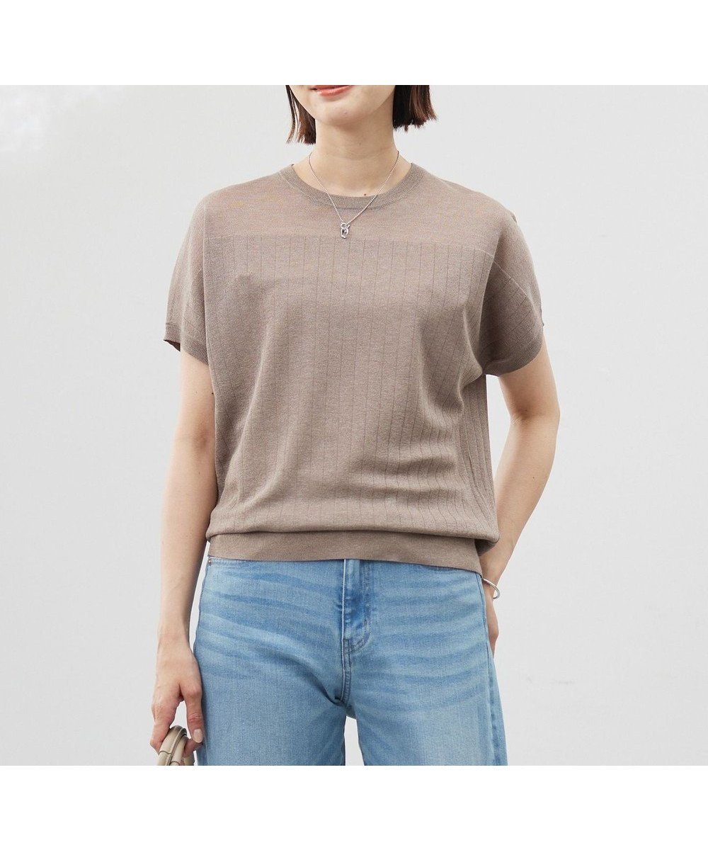 【ジェイ プレス/J.PRESS】の【WEB限定カラーあり・洗える】Vis/Peスパーク ストライプ ニット インテリア・キッズ・メンズ・レディースファッション・服の通販 founy(ファニー) 　ファッション　Fashion　レディースファッション　Ladies' Fashion Online　トップス・カットソー　Tops/Tshirt　ニット　Knit Tops　アンサンブル　Ensemble　カーディガン　Cardigan　シンプル　Simple　ストライプ　Stripe　セーター　Sweater　ドレープ　Drape　ベーシック　Basic　エレガント 上品　Elegant　切替　Switching　夏　Summer　春　Spring　S/S・春夏　Ss・Spring/Summer　洗える　Washable　【WEB限定カラー】モカ系|ID: prp329100004484420 ipo3291000000032676552