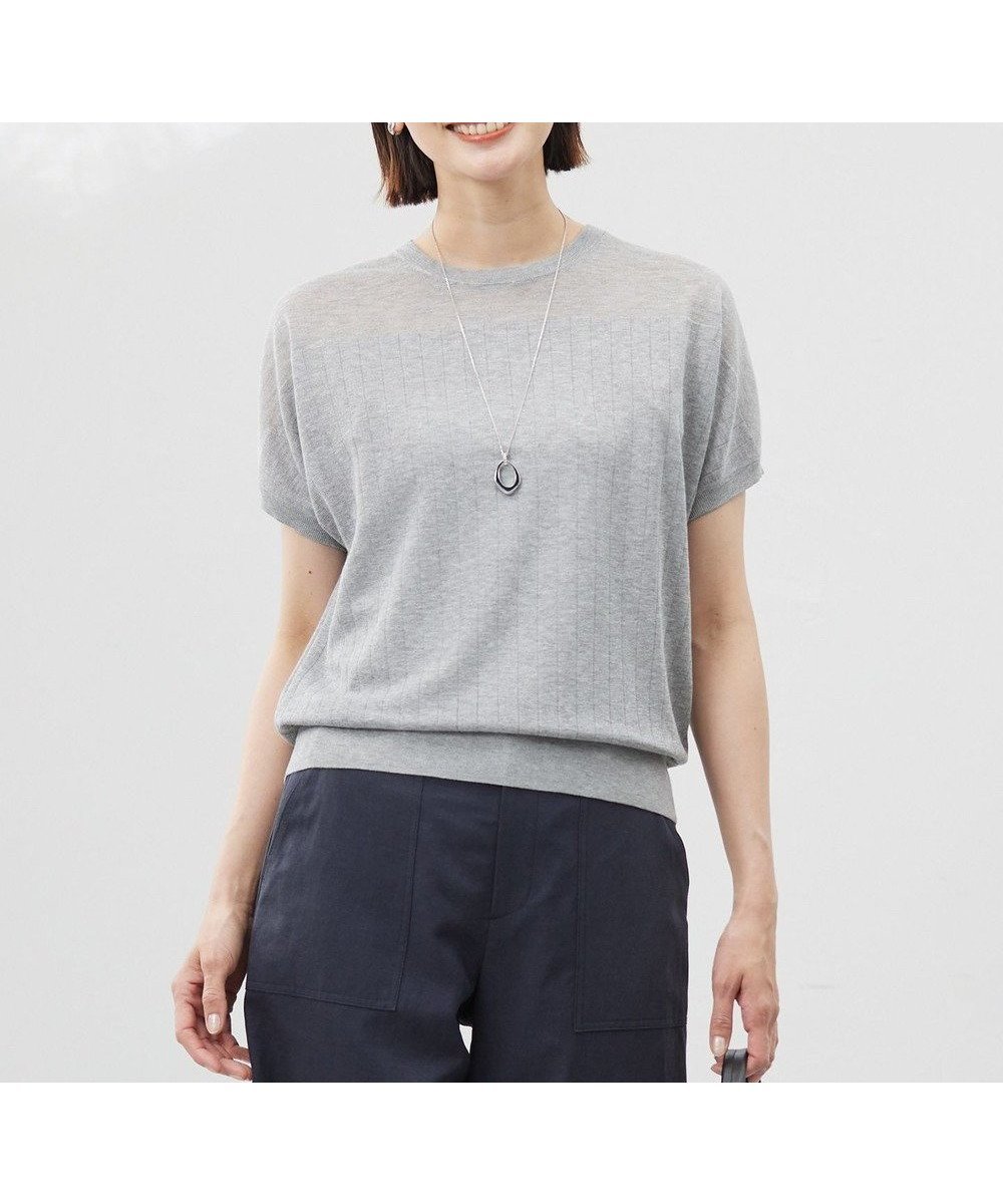 【ジェイ プレス/J.PRESS】の【WEB限定カラーあり・洗える】Vis/Peスパーク ストライプ ニット インテリア・キッズ・メンズ・レディースファッション・服の通販 founy(ファニー) 　ファッション　Fashion　レディースファッション　Ladies' Fashion Online　トップス・カットソー　Tops/Tshirt　ニット　Knit Tops　アンサンブル　Ensemble　カーディガン　Cardigan　シンプル　Simple　ストライプ　Stripe　セーター　Sweater　ドレープ　Drape　ベーシック　Basic　エレガント 上品　Elegant　切替　Switching　夏　Summer　春　Spring　S/S・春夏　Ss・Spring/Summer　洗える　Washable　グレー系|ID: prp329100004484420 ipo3291000000032676554