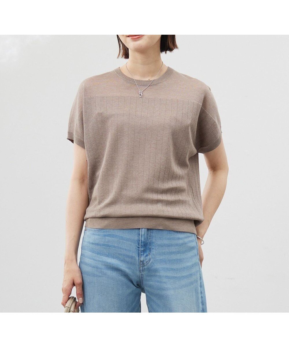 【ジェイ プレス/J.PRESS】の【WEB限定カラーあり・洗える】Vis/Peスパーク ストライプ ニット インテリア・キッズ・メンズ・レディースファッション・服の通販 founy(ファニー) 　ファッション　Fashion　レディースファッション　Fashion for Women　トップス・カットソー　Cut & Sew Tops　ニット　Knit Tops & Sweaters　アンサンブル　Ensemble Set　春　Spring　洗える　Machine Washable　カーディガン　Cardigan, Knitwear　切替　Switching, Contrast Panel　シンプル　Simple, Minimal　ストライプ　Stripe, Striped Pattern　セーター　Sweater, Knitwear　ドレープ　Drape, Draping Fabric　ベーシック　Basic, Essential　S/S・春夏　SS, Spring/Summer, Warm Season　夏　Summer　エレガント 上品　Elegant　【WEB限定カラー】モカ系|ID: prp329100004484420 ipo3291000000033463598