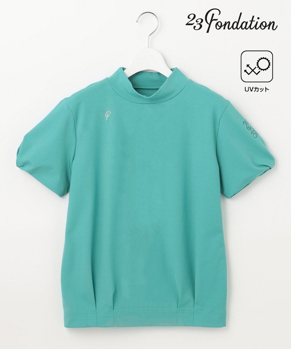 【23区 ゴルフ/NIJYUSANKU GOLF】の【23Fondation/WOMEN】【UVケア】モックネックシャツ インテリア・キッズ・メンズ・レディースファッション・服の通販 founy(ファニー) 　ファッション　Fashion　レディースファッション　WOMEN　トップス・カットソー　Tops/Tshirt　シャツ/ブラウス　Shirts/Blouses　ロング / Tシャツ　T-Shirts　カットソー　Cut and Sewn　春　Spring　カットソー　Cut And Sew　今季　This Season　切替　Switching　スポーティ　Sporty　バランス　Balance　ブラウジング　Browsing　S/S・春夏　Ss・Spring/Summer　夏　Summer　ピーコックグリーン系|ID: prp329100004485365 ipo3291000000031964424