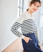 【エニィ スィス/any SiS】の【洗える】スキッパーポロ襟プルオーバー ニット オフ×ネイビー|ID: prp329100004485401 ipo3291000000031977769