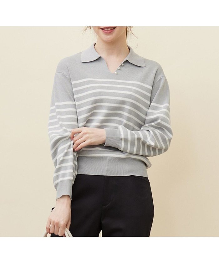 【エニィ スィス/any SiS】の【洗える】スキッパーポロ襟プルオーバー ニット インテリア・キッズ・メンズ・レディースファッション・服の通販 founy(ファニー) https://founy.com/ ファッション Fashion レディースファッション Fashion for Women トップス・カットソー Cut & Sew Tops ニット Knit Tops & Sweaters カジュアルプルオーバー・ニットトップス Pullovers & Knit Tops / Casual Pullovers スキッパー Skipper, Open Collar ストレッチ Stretch, Stretchy Fabric セーター Sweater, Knitwear パール Pearl, Pearl Accent フェミニン Feminine, Girly エレガント 上品 Elegant 冬 Winter / This Winter 夏 Summer 春 Spring S/S・春夏 SS, Spring/Summer, Warm Season 洗える Machine Washable |ID: prp329100004485401 ipo3291000000034348254