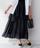 【23区/NIJYUSANKU】の【Oggi4月号掲載/洗える】シアーツイル ティアードスカート ブラック系|ID: prp329100004485422 ipo3291000000031963345