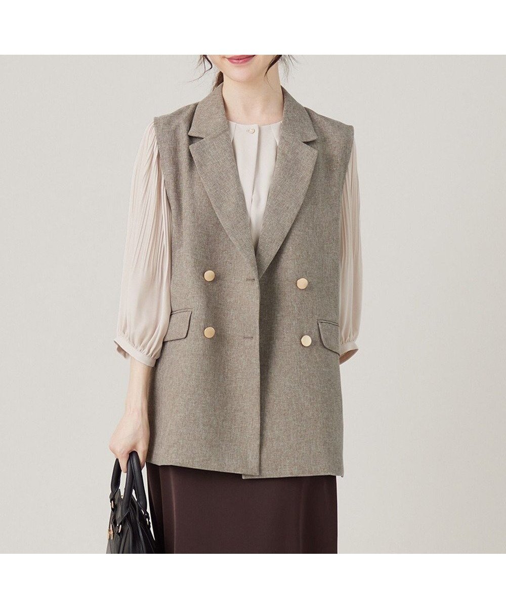 【エニィ スィス/any SiS】の【洗える】ツイード ジレ 人気、トレンドファッション・服の通販 founy(ファニー) 　ファッション　Fashion　レディースファッション　WOMEN　アウター　Coat Outerwear　ジャケット　Jackets　クラシカル　Classical　ジャケット　Jacket　スリット　Slit　ダブル　Double　ツイード　Tweed　メランジ　Melange　夏　Summer　洗える　Washable　A/W・秋冬　Aw・Autumn/Winter・Fw・Fall-Winter　 other-1|ID: prp329100004485468 ipo3291000000031976739