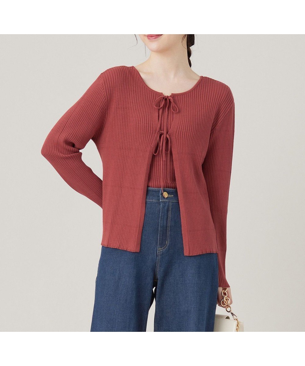 【エニィ スィス/any SiS】の【2SET】リボンカーデツイン ニット インテリア・キッズ・メンズ・レディースファッション・服の通販 founy(ファニー) 　ファッション　Fashion　レディースファッション　Fashion for Women　トップス・カットソー　Cut & Sew Tops　ニット　Knit Tops & Sweaters　カーディガン　Cardigan, Knitwear　セーター　Sweater, Knitwear　フロント　Front, Front Design　リボン　Ribbon, Bow　ワイドリブ　Wide Rib, Wide Ribbed Knit　A/W・秋冬　Autumn/Winter　アンティークピンク|ID: prp329100004485518 ipo3291000000033713624