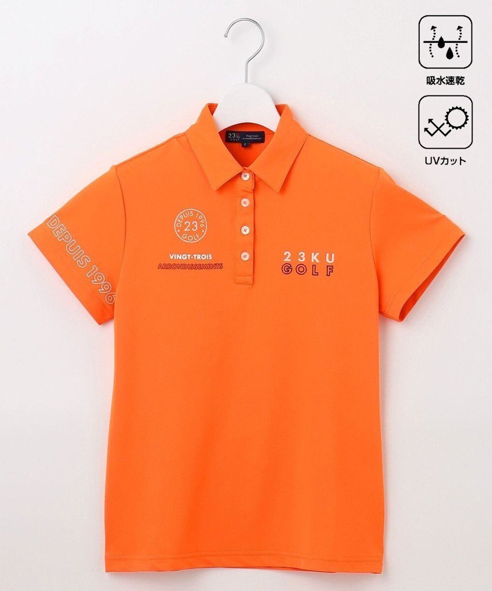 【23区 ゴルフ/NIJYUSANKU GOLF】の【WOMEN】ベアカノコ 半袖ポロシャツ インテリア・キッズ・メンズ・レディースファッション・服の通販 founy(ファニー) 　ファッション　Fashion　レディースファッション　WOMEN　トップス・カットソー　Tops/Tshirt　シャツ/ブラウス　Shirts/Blouses　ポロシャツ　Polo Shirts　オレンジ　Orange　グラフィック　Graphic　ストレッチ　Stretch　ポロシャツ　Polo Shirt　半袖　Short Sleeve　夏　Summer　春　Spring　S/S・春夏　Ss・Spring/Summer　オレンジ系|ID: prp329100004487204 ipo3291000000031781370
