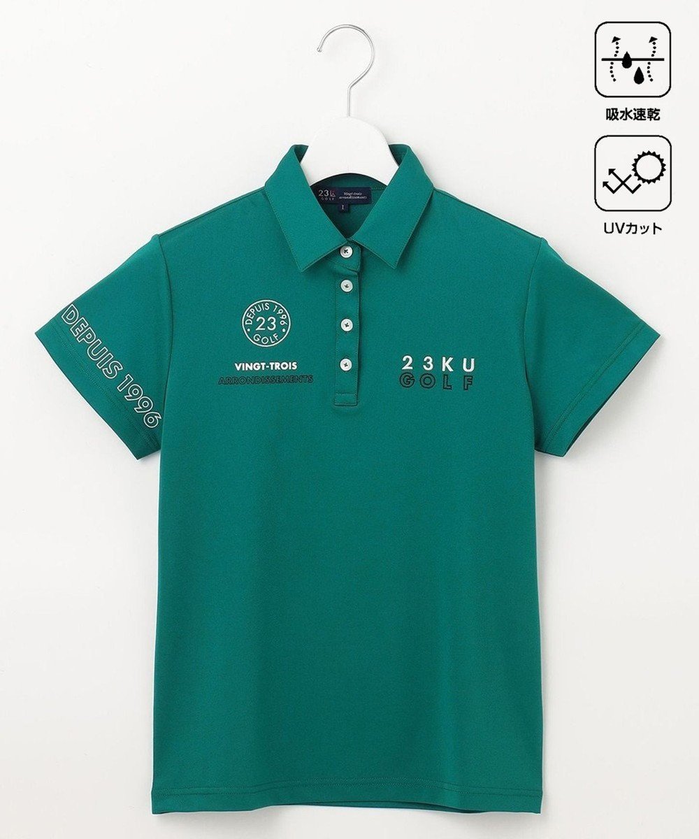 【23区 ゴルフ/NIJYUSANKU GOLF】の【WOMEN】ベアカノコ 半袖ポロシャツ インテリア・キッズ・メンズ・レディースファッション・服の通販 founy(ファニー) 　ファッション　Fashion　レディースファッション　WOMEN　トップス・カットソー　Tops/Tshirt　シャツ/ブラウス　Shirts/Blouses　ポロシャツ　Polo Shirts　オレンジ　Orange　グラフィック　Graphic　ストレッチ　Stretch　ポロシャツ　Polo Shirt　半袖　Short Sleeve　夏　Summer　春　Spring　S/S・春夏　Ss・Spring/Summer　グリーン系|ID: prp329100004487204 ipo3291000000031781371
