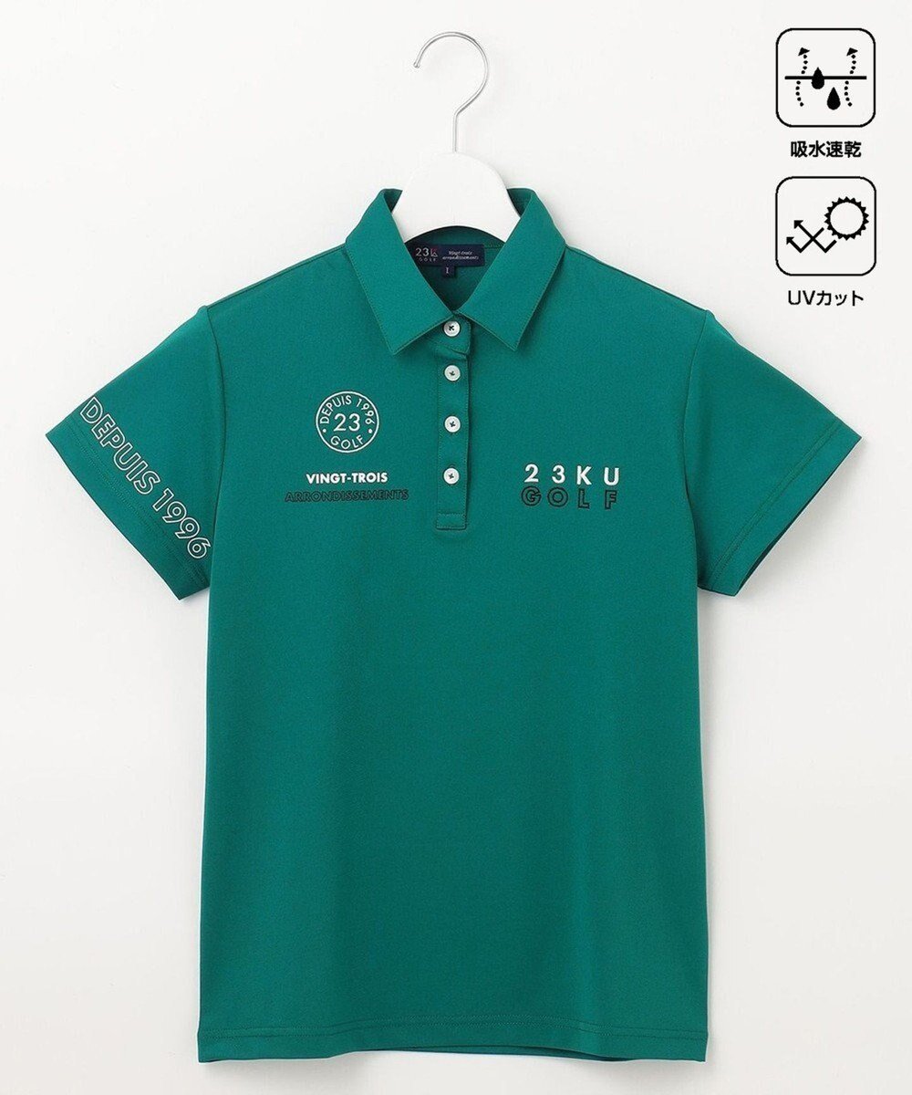 【23区 ゴルフ/NIJYUSANKU GOLF】の【WOMEN】ベアカノコ 半袖ポロシャツ インテリア・キッズ・メンズ・レディースファッション・服の通販 founy(ファニー) 　ファッション　Fashion　レディースファッション　Ladies' Fashion Online　トップス・カットソー　Tops/Tshirt　シャツ/ブラウス　Shirts/Blouses　ポロシャツ　Polo Shirts　オレンジ　Orange　グラフィック　Graphic　ストレッチ　Stretch　ポロシャツ　Polo Shirt　半袖　Short Sleeve　夏　Summer　春　Spring　S/S・春夏　Ss・Spring/Summer　グリーン系|ID: prp329100004487204 ipo3291000000032514486