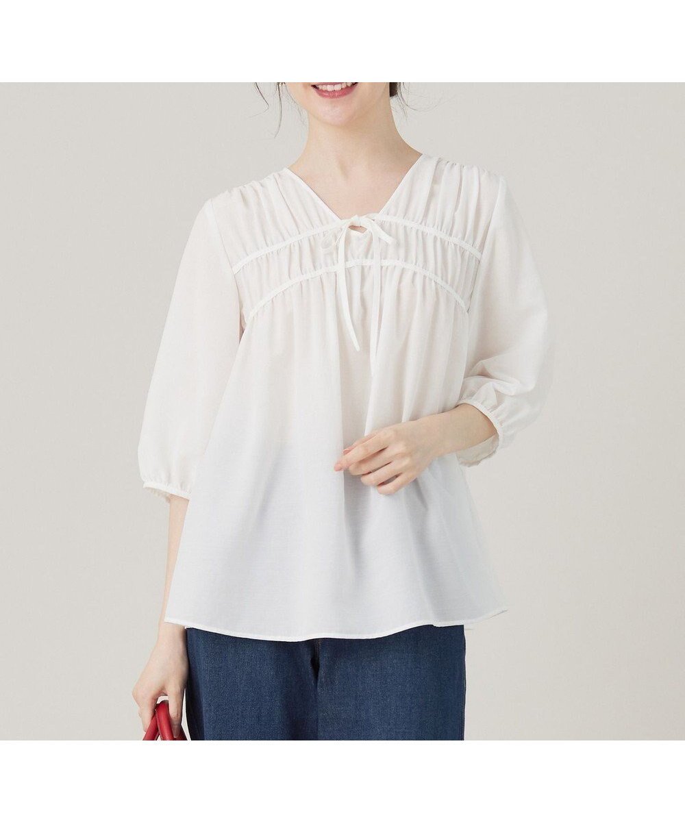 【エニィ スィス/any SiS】の【洗える】 ギャザーテント ブラウス インテリア・キッズ・メンズ・レディースファッション・服の通販 founy(ファニー) 　ファッション　Fashion　レディースファッション　WOMEN　トップス・カットソー　Tops/Tshirt　シャツ/ブラウス　Shirts/Blouses　ギャザー　Gather　タンブラー　Tumbler　デニム　Denim　夏　Summer　春　Spring　S/S・春夏　Ss・Spring/Summer　洗える　Washable　オフ|ID: prp329100004487224 ipo3291000000032101349
