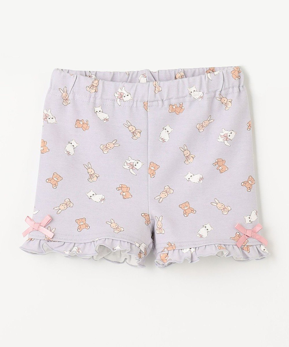 【エニファム/any FAM / KIDS】の1分丈 スパッツ インテリア・キッズ・メンズ・レディースファッション・服の通販 founy(ファニー) 　ファッション　Fashion　キッズファッション　KIDS　インナー　Inner　ガーリー　Girly　ギャザー　Gather　シンプル　Simple　リボン　Ribbon　レギンス　Leggings　ラベンダー×アニマル|ID: prp329100004488920 ipo3291000000031961607