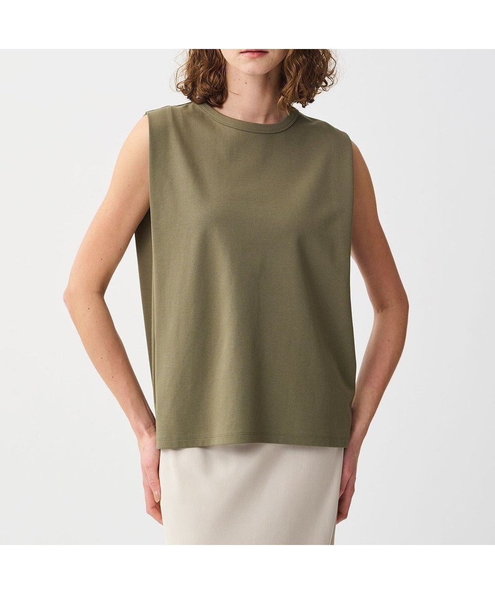 【アンクレイヴ/uncrave】のダブルフェイスジャージー ノースリーブカットソー インテリア・キッズ・メンズ・レディースファッション・服の通販 founy(ファニー) ファッション Fashion レディースファッション Fashion for Women トップス・カットソー Cut & Sew Tops キャミソール&ノースリーブ Camisoles & Sleeveless Tops シャツ・ブラウス・オフィスカジュアル Elegant Blouses & Button-Ups ロングTシャツ・Tシャツ Longline T-Shirts & Tees カットソー・ベーシックTシャツ Cut-and-Sewn Tops / Stretch Tees & Basics 春 Spring カットソー Cut and Sewn Top ショルダー Shoulder, Shoulder Strap シルケット Silket, Silky Cotton スリット Slit, Slit Detail ダブル Double, Double-Breasted 定番 Standard, Basic Item フェイス Face, Facial Design S/S・春夏 SS, Spring/Summer, Warm Season 夏 Summer オリーブ|ID: prp329100004488993 ipo3291000000033499224