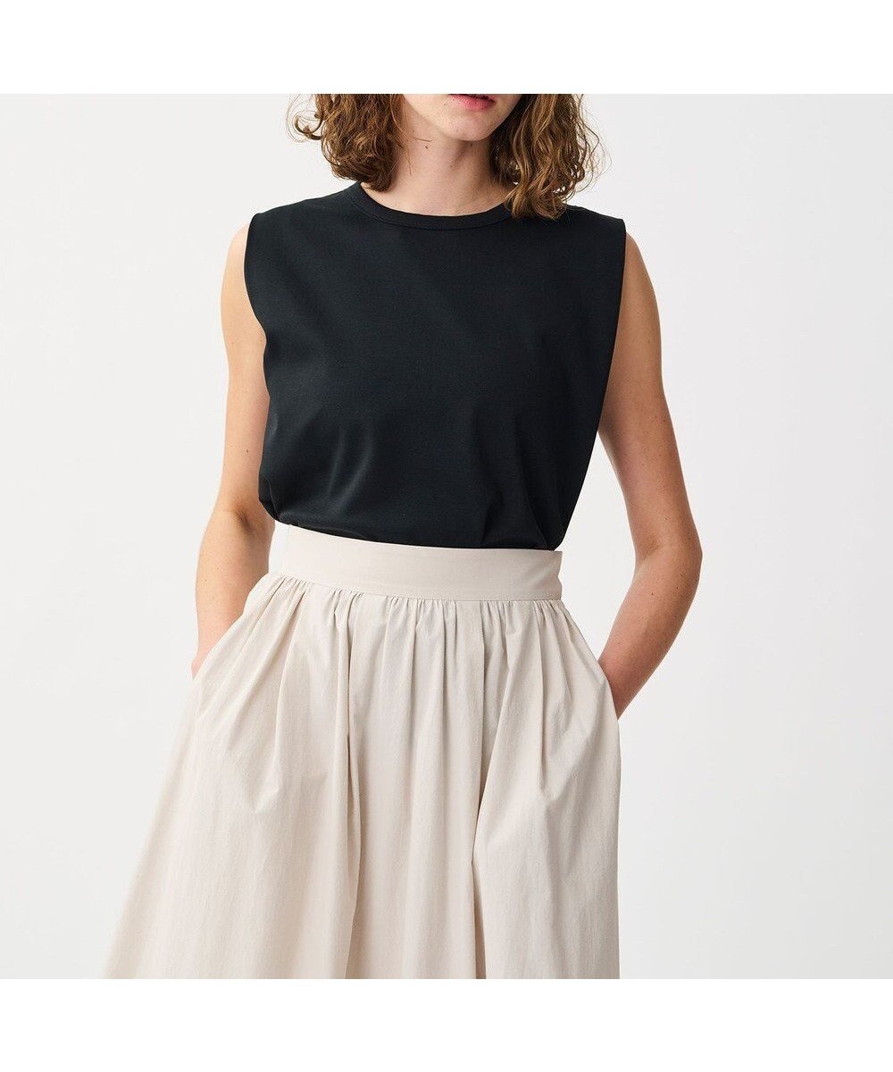 【アンクレイヴ/uncrave】のダブルフェイスジャージー ノースリーブカットソー インテリア・キッズ・メンズ・レディースファッション・服の通販 founy(ファニー) ファッション Fashion レディースファッション Fashion for Women トップス・カットソー Cut & Sew Tops キャミソール&ノースリーブ Camisoles & Sleeveless Tops シャツ・ブラウス・オフィスカジュアル Elegant Blouses & Button-Ups ロングTシャツ・Tシャツ Longline T-Shirts & Tees カットソー・ベーシックTシャツ Cut-and-Sewn Tops / Stretch Tees & Basics 春 Spring カットソー Cut and Sewn Top ショルダー Shoulder, Shoulder Strap シルケット Silket, Silky Cotton スリット Slit, Slit Detail ダブル Double, Double-Breasted 定番 Standard, Basic Item フェイス Face, Facial Design S/S・春夏 SS, Spring/Summer, Warm Season 夏 Summer ブラック|ID: prp329100004488993 ipo3291000000033499226