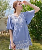 【ティアクラッセ/Tiaclasse】の【洗える】スカラップレースチュニックブラウス サックス|ID: prp329100004488999 ipo3291000000032288600