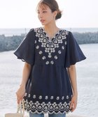 【ティアクラッセ/Tiaclasse】の【洗える】スカラップレースチュニックブラウス ネイビー|ID: prp329100004488999 ipo3291000000032288601