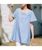 【ティアクラッセ/Tiaclasse】の【洗える】ストライプフレアスリーブチュニックブラウス ブルー|ID: prp329100004489046 ipo3291000000034696251