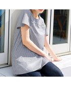 【ティアクラッセ/Tiaclasse】の【洗える】ストライプフレアスリーブチュニックブラウス グレー|ID: prp329100004489046 ipo3291000000034696252