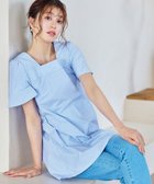 【ティアクラッセ/Tiaclasse】の【洗える】ストライプフレアスリーブチュニックブラウス サックス|ID: prp329100004489046 ipo3291000000034696253