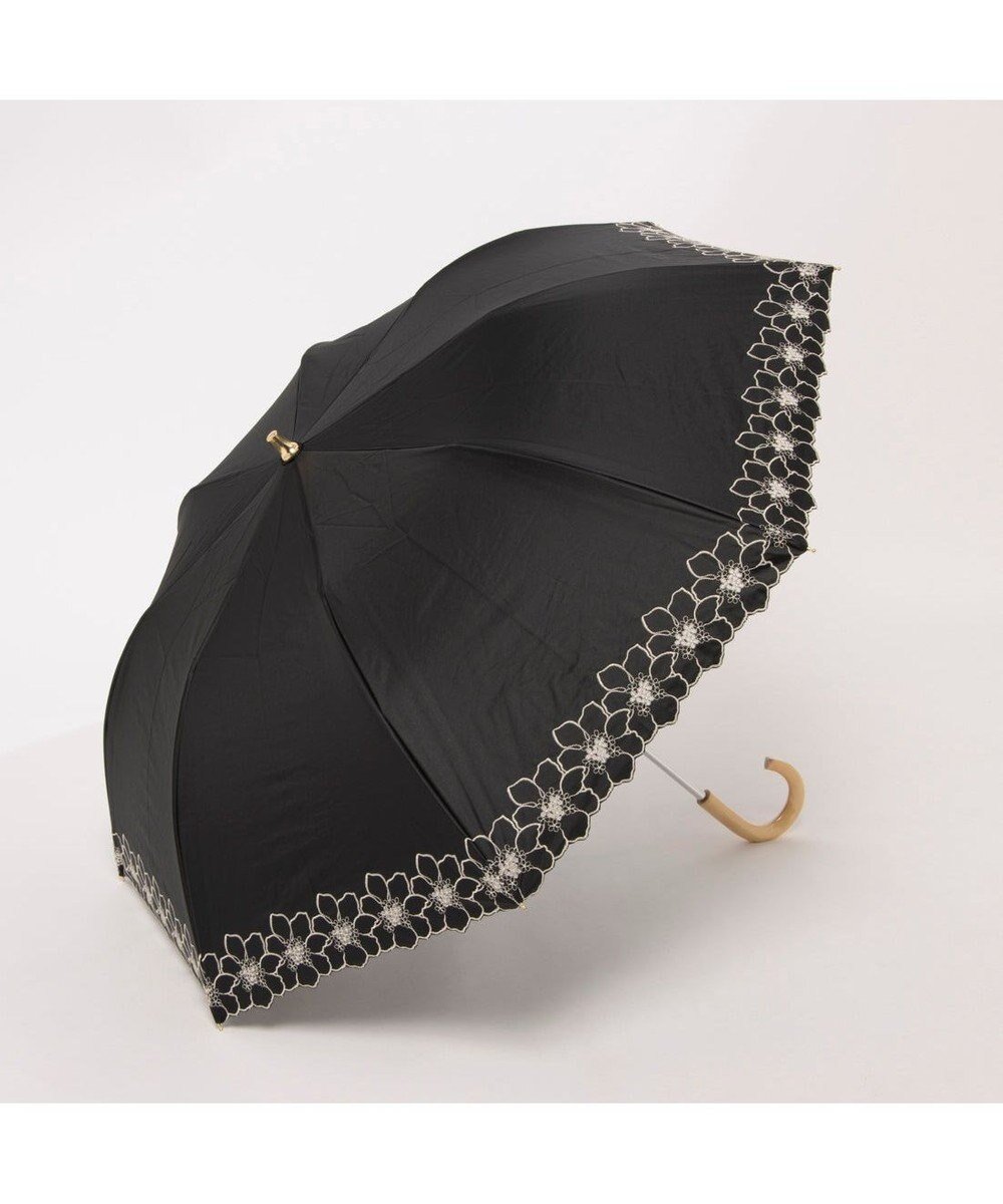 【アンビリオン/UNBILLION】のカシュネ cachenez / PUグレースフラワー刺繍トップレス2段折りたたみ傘 インテリア・キッズ・メンズ・レディースファッション・服の通販 founy(ファニー) 　ファッション　Fashion　レディースファッション　Ladies' Fashion Online　傘 / レイングッズ　Umbrellas/Rainwear　アクセサリー　Accessories　エレガント 上品　Elegant　傘　Umbrella　スカーフ　Scarf　ハンド　Hand　フラワー　Flower　帽子　Hat　日傘　Parasol　モチーフ　Motif　再入荷　Restock/Back In Stock/Re Arrival　ブラック|ID: prp329100004489126 ipo3291000000032599079