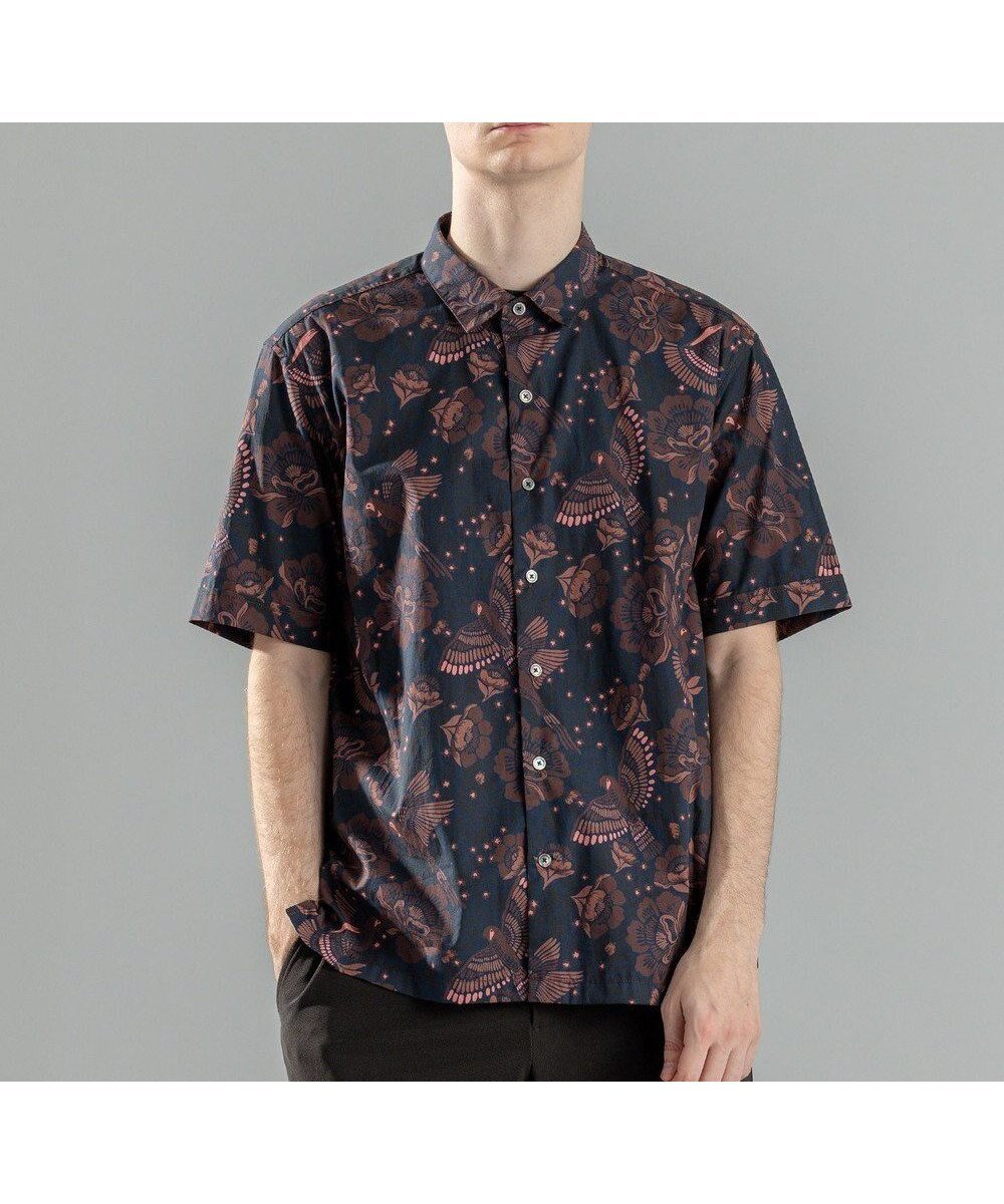 【ジョゼフ オム/JOSEPH HOMME / MEN】の新柄【洗える】メキシカントロピカルプリント 半袖レギュラーカラーシャツ インテリア・キッズ・メンズ・レディースファッション・服の通販 founy(ファニー) 　ファッション　Fashion　メンズファッション　Fashion for Men　トップス・カットソー　Cut & Sew Tops　メンズシャツ　Shirts　シンプル　Simple, Minimal　ジャケット　Jacket, Outerwear　スリット　Slit, Slit Detail　プリント　Print, Printed Pattern　ボックス　Boxy, Box Shape　レギュラー　Regular, Standard Fit　半袖　Short Sleeve, Half Sleeve　夏　Summer　春　Spring　S/S・春夏　SS, Spring/Summer, Warm Season　洗える　Machine Washable　ダークブラウン系5|ID: prp329100004492359 ipo3291000000033217175