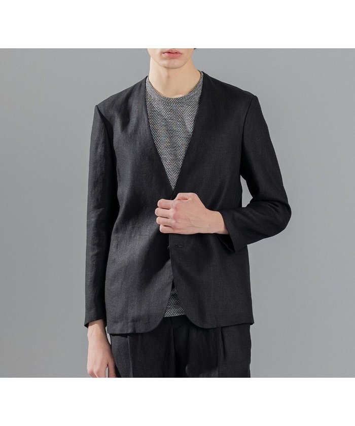 【ジョゼフ オム/JOSEPH HOMME / MEN】のペアースキンリネン ノーカラージャケット インテリア・キッズ・メンズ・レディースファッション・服の通販 founy(ファニー) https://founy.com/ ファッション Fashion メンズファッション MEN アウター Coats Outerwear/Men ジャケット Jacket セットアップ Set Up フロント Front リラックス Relax エレガント 上品 Elegant 夏 Summer 春 Spring S/S・春夏 Ss・Spring/Summer |ID: prp329100004493453 ipo3291000000031685947