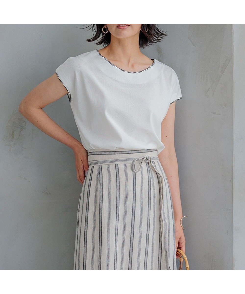 【23区/NIJYUSANKU】の【洗える】トリミングジャージー カットソー インテリア・キッズ・メンズ・レディースファッション・服の通販 founy(ファニー) 　ファッション　Fashion　レディースファッション　Ladies' Fashion Online　トップス・カットソー　Tops/Tshirt　シャツ/ブラウス　Shirts/Blouses　ロング / Tシャツ　T-Shirts　カットソー　Cut and Sewn　2024年　2024　2024春夏・S/S　Ss,Spring/Summer,2024　アクセサリー　Accessories　カットソー　Cut And Sew　シンプル　Simple　ジャージ　Jersey　ジャージー　Jersey　スリット　Slit　トリミング　Trimming　バランス　Balance　ブランケット　Blanket　ベーシック　Basic　エレガント 上品　Elegant　夏　Summer　春　Spring　S/S・春夏　Ss・Spring/Summer　洗える　Washable　ホワイト系|ID: prp329100004493553 ipo3291000000032642844