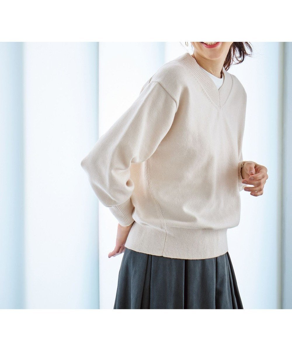 【エニィファム/any FAM】のボリュームスリーブVネックニット インテリア・キッズ・メンズ・レディースファッション・服の通販 founy(ファニー) 　ファッション　Fashion　レディースファッション　WOMEN　トップス・カットソー　Tops/Tshirt　ニット　Knit Tops　Vネック　V-Neck　ボリュームスリーブ / フリル袖　Volume Sleeve　インナー　Inner　カットソー　Cut And Sew　ストレッチ　Stretch　スリーブ　Sleeve　セーター　Sweater　メランジ　Melange　A/W・秋冬　Aw・Autumn/Winter・Fw・Fall-Winter　オイスター|ID: prp329100004493596 ipo3291000000031977714
