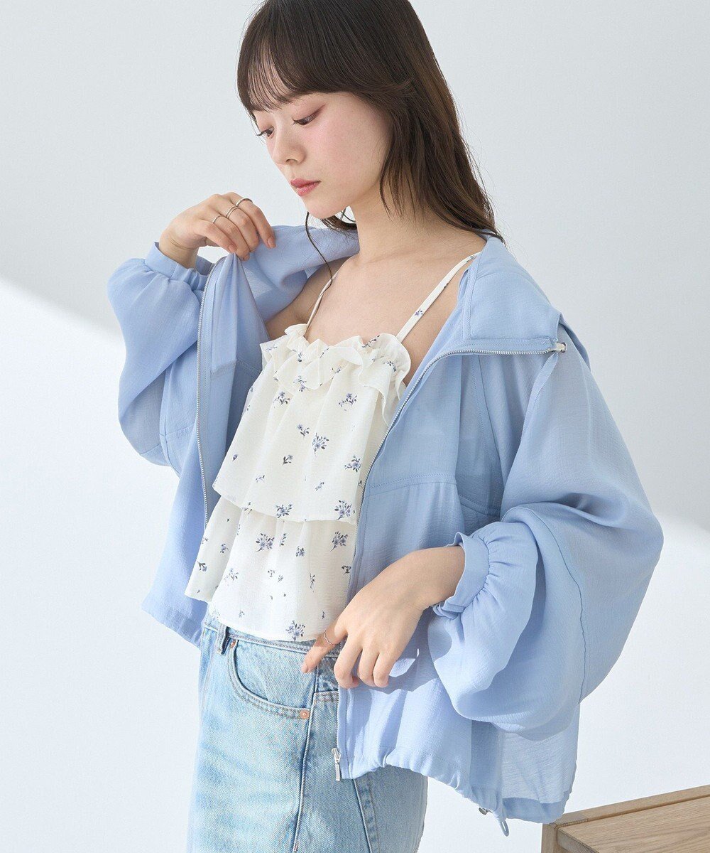 【アースミュージックアンドエコロジー/earth music&ecology】のシアージップパーカー インテリア・キッズ・メンズ・レディースファッション・服の通販 founy(ファニー) 　ファッション　Fashion　レディースファッション　WOMEN　アウター　Coat Outerwear　ジャケット　Jackets　シアー　Sheer　ジャケット　Jacket　トレンド　Trend　ドローコード　Draw Cord　ハイネック　High Neck　パーカー　Hoodie　フォルム　Form　ポケット　Pocket　ロング　Long　夏　Summer　春　Spring　S/S・春夏　Ss・Spring/Summer　Sax|ID: prp329100004493754 ipo3291000000031826061