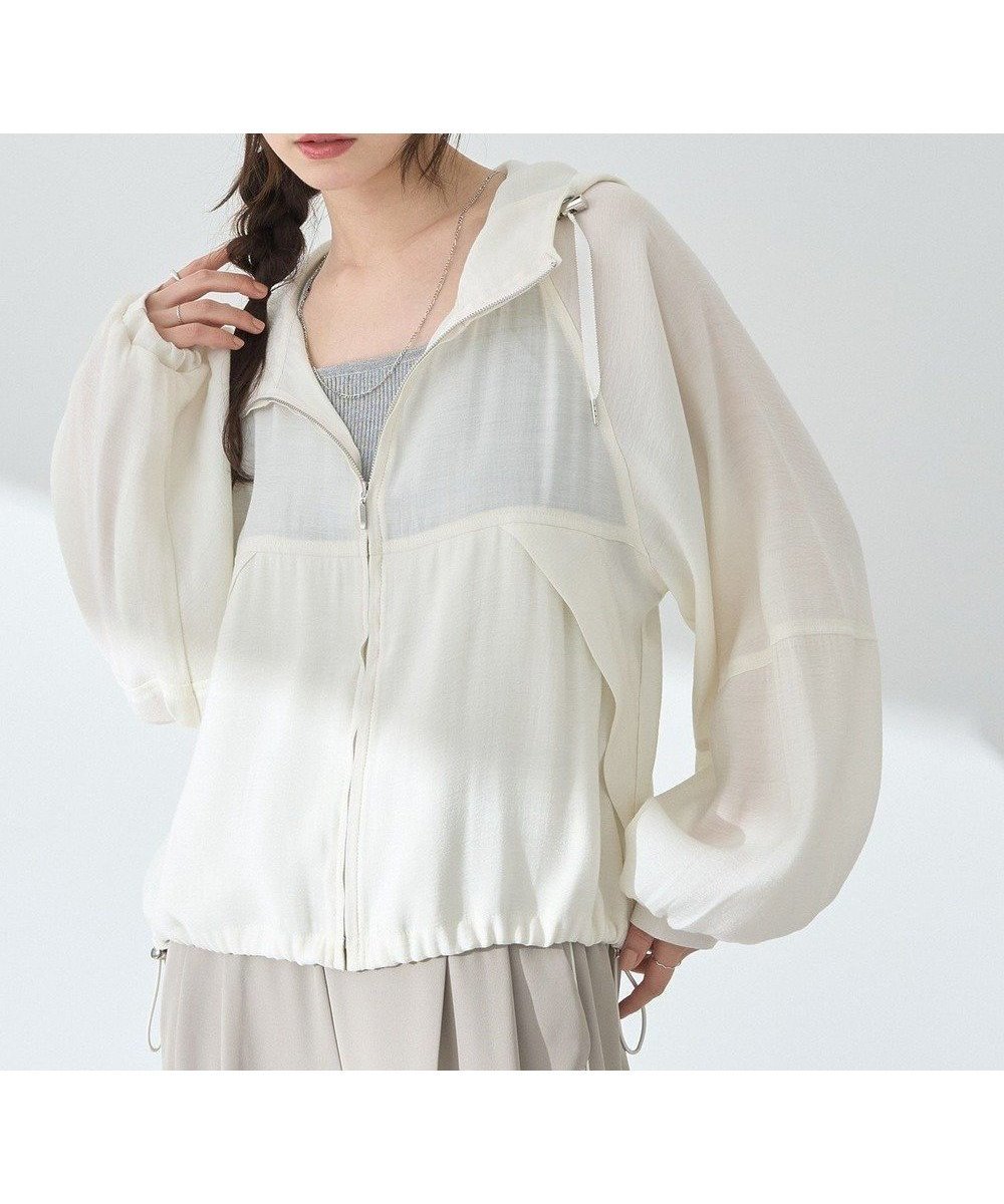 【アースミュージックアンドエコロジー/earth music&ecology】のシアージップパーカー インテリア・キッズ・メンズ・レディースファッション・服の通販 founy(ファニー) 　ファッション　Fashion　レディースファッション　Fashion for Women　アウター　Coat / Outerwear Collection　レディースジャケット・軽アウター　Jackets　シアー　Sheer, See-Through　ジャケット　Jacket, Outerwear　トレンド　Trend, Trending Now　ドローコード　Drawcord, Drawstring Cord　ハイネック　High Neck, Mock Neck　パーカー　Hoodie, Parka　フォルム　Silhouette, Form　ポケット　Pocket, Pocket Detail　ロング　Long, Long-Length　夏　Summer　春　Spring　S/S・春夏　SS, Spring/Summer, Warm Season　Ivory|ID: prp329100004493754 ipo3291000000033587744