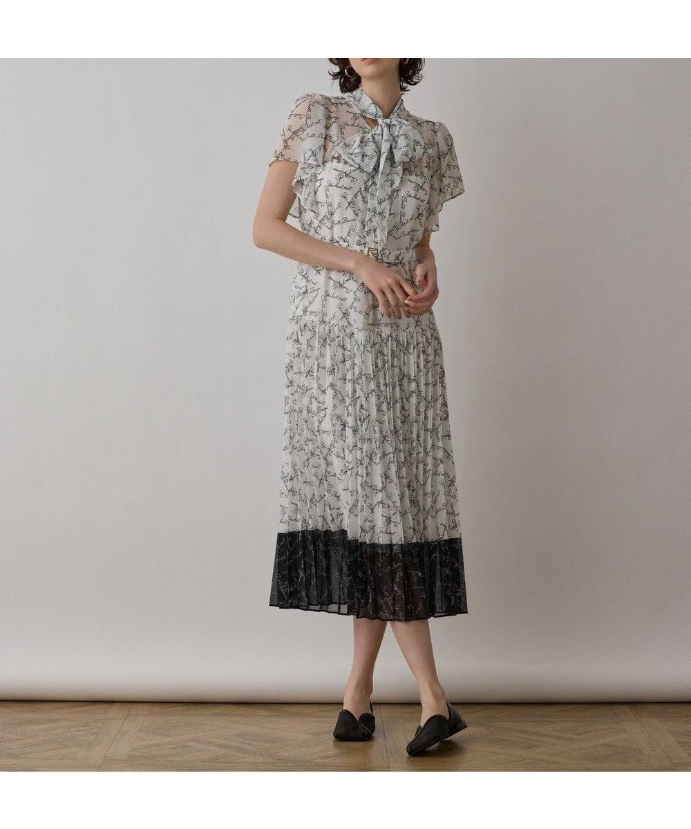 【グレース コンチネンタル/GRACE CONTINENTAL】のボウタイプリーツプリントワンピース 人気、トレンドファッション・服の通販 founy(ファニー) 　ファッション　Fashion　レディースファッション　Fashion for Women　ワンピース　Dresses　春　Spring　シアー　Sheer, See-Through　シフォン　Chiffon, Lightweight Fabric　フレア　Flare, Flared　プリント　Print, Printed Pattern　プリーツ　Pleats, Pleated　ボウタイ　Bow Tie, Neck Bow　S/S・春夏　SS, Spring/Summer, Warm Season　再入荷　Restock / Back in Stock　夏　Summer　エレガント 上品　Elegant　セレモニー　Ceremony　 other-1|ID: prp329100004493806 ipo3291000000032744241