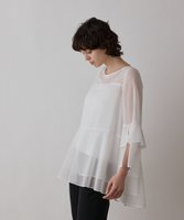 【グレース コンチネンタル/GRACE CONTINENTAL】のフィルムジャガードフリルトップ 人気、トレンドファッション・服の通販 founy(ファニー) ファッション Fashion レディースファッション Ladies' Fashion Online トップス・カットソー Tops/Tshirt シャツ/ブラウス Shirts/Blouses 春 Spring カットジャガード Cut Jacquard シアー Sheer シフォン Chiffon シンプル Simple スリット Slit スリム Slim スリーブ Sleeve チュニック Tunic フリル Frills リボン Ribbon S/S・春夏 Ss・Spring/Summer 夏 Summer エレガント 上品 Elegant |ID:prp329100004493812