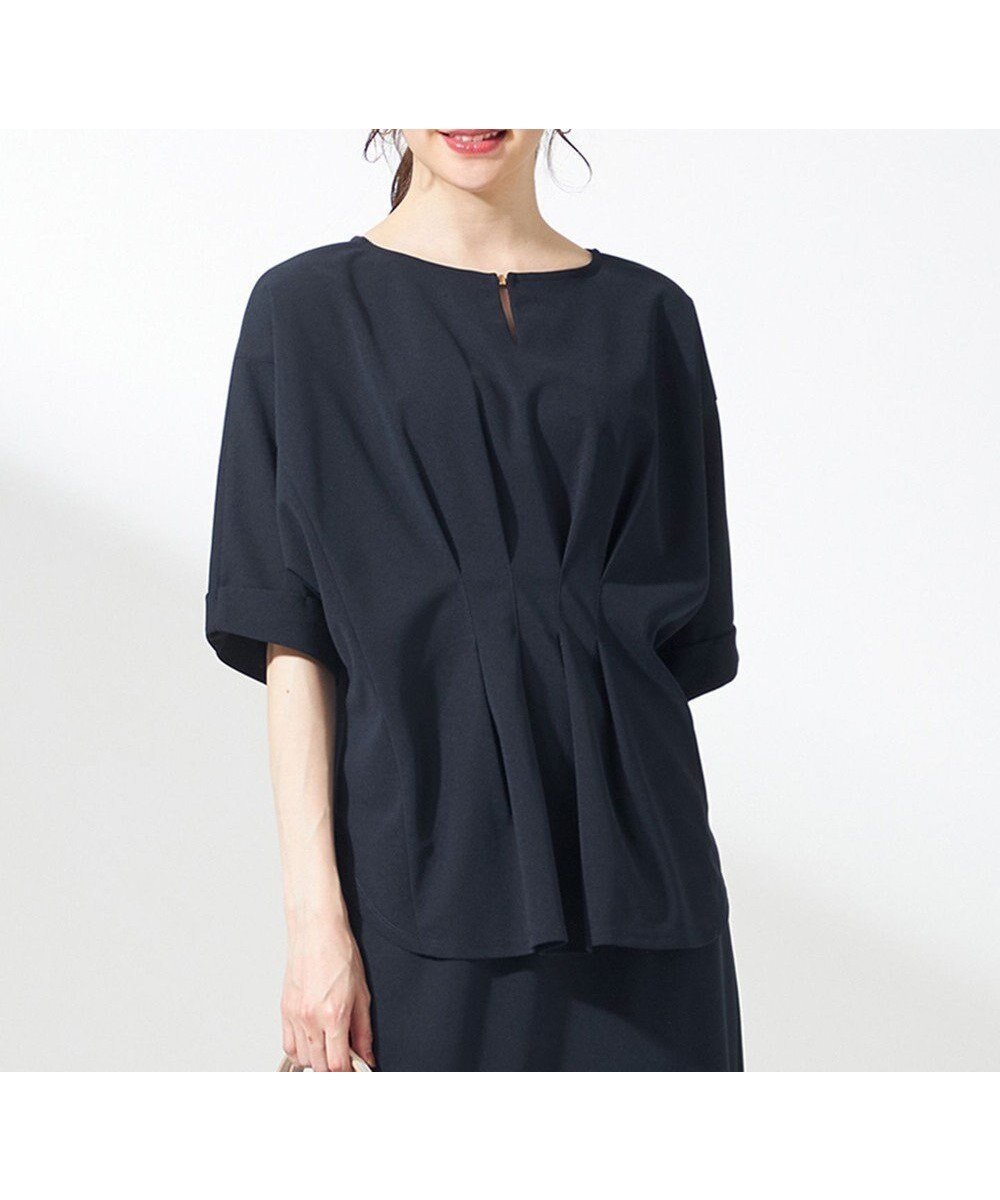 【エニィ スィス/any SiS】の【前後着用・UVケア・洗える】2WAYジョーゼットジャージードルマン カットソー インテリア・キッズ・メンズ・レディースファッション・服の通販 founy(ファニー) 　ファッション　Fashion　レディースファッション　Fashion for Women　トップス・カットソー　Cut & Sew Tops　シャツ・ブラウス・オフィスカジュアル　Elegant Blouses & Button-Ups　ロングTシャツ・Tシャツ　Longline T-Shirts & Tees　カットソー・ベーシックTシャツ　Cut-and-Sewn Tops / Stretch Tees & Basics　春　Spring　洗える　Machine Washable　カットソー　Cut and Sewn Top　コンパクト　Compact, Small Size　ジョーゼット　Georgette, Semi-Sheer Fabric　ストレッチ　Stretch, Stretchy Fabric　セットアップ　Set-Up, Coordinated Outfit　ルーズ　Loose, Oversized　S/S・春夏　SS, Spring/Summer, Warm Season　おすすめ　Recommended / Our Picks　夏　Summer　新作・新入荷　New Arrivals / New In　ネイビー|ID: prp329100004493833 ipo3291000000034295515