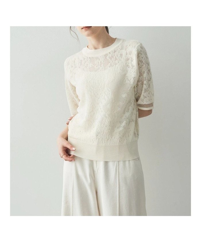 【イェッカ ヴェッカ/YECCA VECCA】のレース柄シアーニット インテリア・キッズ・メンズ・レディースファッション・服の通販 founy(ファニー) https://founy.com/ ファッション Fashion レディースファッション WOMEN トップス・カットソー Tops/Tshirt ニット Knit Tops エレガント 上品 Elegant シアー Sheer セーター Sweater ポケット Pocket レース Race 夏 Summer 春 Spring S/S・春夏 Ss・Spring/Summer |ID: prp329100004494357 ipo3291000000031973624