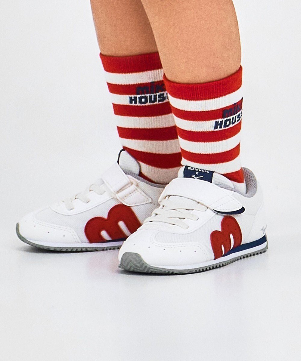 【ミキハウスホットビスケッツ/MIKI HOUSE HOT BISCUITS / KIDS】の【WEB限定】【16-21cm】ミズノコラボ キッズシューズ【WebLimited】 インテリア・キッズ・メンズ・レディースファッション・服の通販 founy(ファニー) 　ファッション　Fashion　キッズファッション　Fashion for Kids　インソール　Shoe Insole　シューズ　Shoes, Footwear　スニーカー　Sneakers, Trainers　ドット　Polka Dot, Dot Pattern　人気　Popular, Best Seller　プリント　Print, Printed Pattern　メッシュ　Mesh, Net Fabric　おすすめ　Recommended / Our Picks　白|ID: prp329100004494734 ipo3291000000034515151