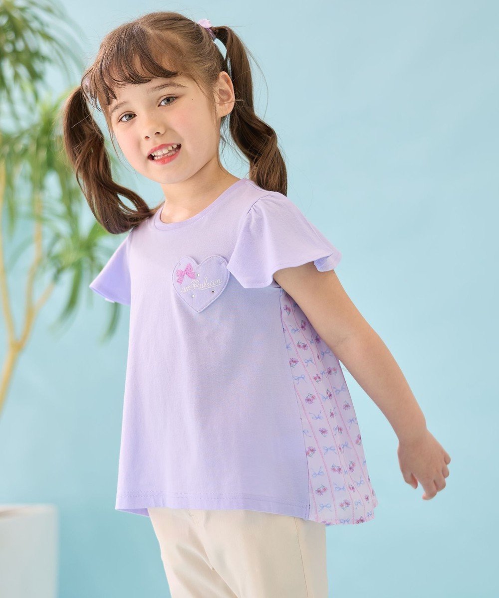 【エニファム/any FAM / KIDS】のひらひら バックシャンTシャツ インテリア・キッズ・メンズ・レディースファッション・服の通販 founy(ファニー) 　ファッション　Fashion　キッズファッション　KIDS Children’s Clothing　トップス・カットソー　Tops/Tees/Kids　カットソー　Cut And Sew　ギンガム　Gingham　ストーン　Stone　ポケット　Pocket　ラベンダー　Lavender　リボン　Ribbon　半袖　Short Sleeve　夏　Summer　春　Spring　S/S・春夏　Ss・Spring/Summer　ラベンダー|ID: prp329100004494735 ipo3291000000032633229