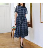 【ティアクラッセ/Tiaclasse】の【新色追加・洗える】チェック柄フレア袖シアーワンピース ネイビー|ID: prp329100004494836 ipo3291000000031700694